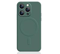 Mixroom - Custodia Cover per iPhone 15 PRO in TPU Silicone Morbido Compatibile con MagSafe Accessori con Cerchio Magnetico Integrato Verde Foglia