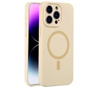 Mixroom - Custodia Cover per iPhone 15 Pro Max in Tpu silicone liquido morbido compatibile con MagSafe accessori con cerchio magnetico integrato Beige
