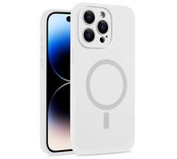 Mixroom - Custodia Cover per iPhone 15 Pro Max in Tpu silicone liquido morbido compatibile con MagSafe accessori con cerchio magnetico integrato Bianco