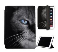 Mixroom - Custodia per iPad Air 2 Modello 2014 9,7 Pollici Cover per Apple iPad Smart Case Prottetiva Pieghevole Supporto Stand Disegno Gatto Occhi Azzurri M569