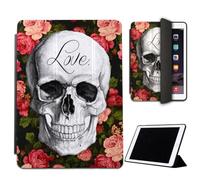 Mixroom - Custodia per iPad Mini 4 7,9 Pollici Modello 2015 4a Gen. Cover per Apple iPad Smart Case Prottetiva Pieghevole Supporto Funzione Stand Disegno Teschio Love M573