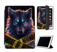 Mixroom - Custodia per iPad Mini 4 7,9 Pollici Modello 2015 4a Gen. Cover per Apple iPad Smart Case Prottetiva Pieghevole Supporto Funzione Stand Disegno Coppia Lupo Werewolf M494