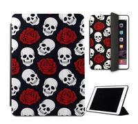 Mixroom - Custodia per iPad Mini 4 7,9 Pollici Modello 2015 4a Gen. Cover per Apple iPad Smart Case Prottetiva Pieghevole Supporto Funzione Stand Disegno Teschi Con Rose Fiori M771