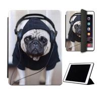 Mixroom - Custodia per iPad Mini 4 7,9 Pollici Modello 2015 4a Gen. Cover per Apple iPad Smart Case Prottetiva Pieghevole Supporto Funzione Stand Disegno Cane Con Cuffie LN41