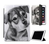 Mixroom - Custodia per iPad Mini 4 7,9 Pollici Modello 2015 4a Gen. Cover per Apple iPad Smart Case Prottetiva Pieghevole Supporto Funzione Stand Disegno Cucciolo Di Cane Bianco E Nero M596
