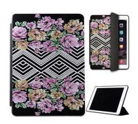 Mixroom - Custodia per iPad Mini 4 7,9 Pollici Modello 2015 4a Gen. Cover per Apple iPad Smart Case Prottetiva Pieghevole Supporto Funzione Stand Disegno Fiori Rosa E Gialli M754
