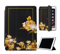 Mixroom - Custodia per iPad Mini 4 7,9 Pollici Modello 2015 4a Gen. Cover per Apple iPad Smart Case Prottetiva Pieghevole Supporto Funzione Stand Disegno Rose dorate U916