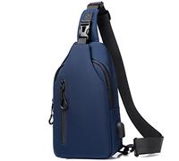 Mixroom - Monospalla Borsa Uomo Zaino Zainetto borsello a Tracolla Petto Porta USB Z26 Blu