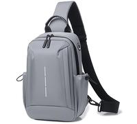 Mixroom -Zainetto da Uomo Zaino Monospalla Porta Tablet Borsa Tab borsello a Tracolla Z32 Grigio per Viaggio, Ciclismo, Lavoro, Sport