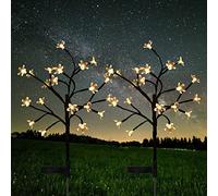 Mixtooltoys - Set di 2 luci solari per esterni, decorazioni decorative con 20 LED, fiori di ciliegio, illuminazione a energia solare, per esterni, luce bianca calda, per cortile, patio, prato, Natale