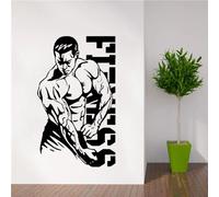 MIXUEXUNLU Adesivo da parete grande per palestra Peso Bodybuilding Muscolo Fitness Decalcomania Decorazione artistica per palestra Murale rimovibile