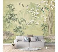 MIXUEXUNLU Carta da parati murale 3d foresta di bambù magnolia fiore e uccelli classico murale soggiorno studio decorazione murale