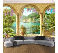 MIXUEXUNLU Foto carta da parati 3d pilastro arco vista lago edificio murale soggiorno studio creativo decorazione della casa pittura murale
