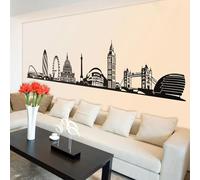 MIXUEXUNLU London Big Skyline City Building Adesivo da parete Divano del soggiorno Adesivo da parete per città Sala giochi Decorazioni per la casa
