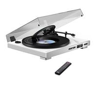 MIXX Analog Plus - Giradischi in vinile 2 in 1 e lettore CD con telecomando, giradischi completamente automatico, trasmettitore Bluetooth, uscita AUX, sistema musicale slim upgrade (senza altoparlanti