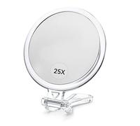 MIYADIVA Specchio a mano, Specchietto da Trucco Doppia Faccia 25X/1X con Manico, Specchio d'ingrandimento per il trucco degli occhi
