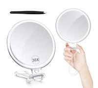 MIYADIVA Specchio ingranditore, 30X mano con manico, specchio ingranditore per make-up con ingrandimento 30X/1X, specchio da viaggio per trucco, specchio a mano per spennare le sopracciglia