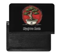 Miyagi-Do - Porta passaporto per uomo e donna, in pelle PU, motivo albero bonsai karate, portafoglio da viaggio