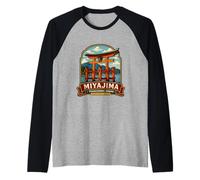Miyajima Hiroshima Giappone Torii Santuario Arte Maglia con Maniche Raglan