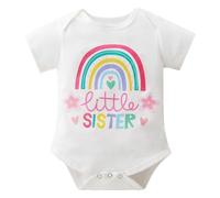 Miyanuby T-shirt abbinate per la famiglia per sorella maggiore e sorellina, maglietta estiva in cotone a maniche corte con stampa estiva, #F Pagliaccetto per Sorella Piccola, 6 mesi