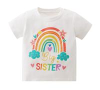 Miyanuby T-shirt abbinate per la famiglia per sorella maggiore e sorellina, maglietta estiva in cotone a maniche corte con stampa estiva, Magliette #G per Big Sister, 4-5 Anni