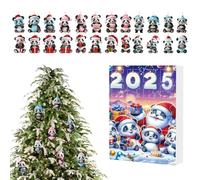 Miyanvuo 24 Giorni Di Avvento Con Panda, Calendario Avvento a Forma di Charm Panda Acrilico 2D, Ciondolo Specchietto Retrovisore Animali per Auto Zaino Albero di Natale Finestra
