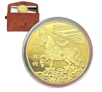 Miyanvuo Moneta Fortunata Dorata Per Il Capodanno Cinese 'Anno Del Cavallo | Cavallo Portafortuna Moneta Decorativa | Pezzo Da Collezione Commemorativo Per Uomini Donne Famiglia Amici