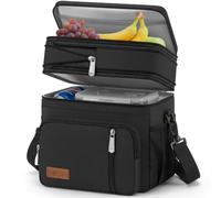 MIYCOO Borsa Termica Porta Pranzo, Borsa Frigo 15 Litri, Borsa Doppio Scomparto Pranzo Grande, Borsa Termica per Alimenti Caldi e Freddi da Viaggio per Uomo Donna Picnic/Barbecue/Campeggio/Viaggio