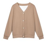 MIYMIYN Cardigan con scollo a V da donna, leggero, morbido, lavorato a maglia, marrone chiaro, casual, aperto sul davanti, capispalla chic per l'autunno, Multicolore, XL
