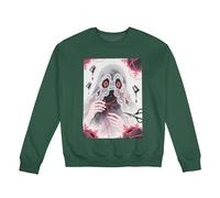 MIYMIYN Felpa invernale da uomo foderata in pile girocollo pullover con grafica fantasma tessitrice casual top per visite in casa infestata, Verde, M-5XL