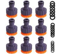 Miyobing 9 pezzi raccordo per rubinetto da giardino 1/2 pollici 3/4 pollici 2 in 1 plastica tubo da giardino connettore adattatore rubinetto