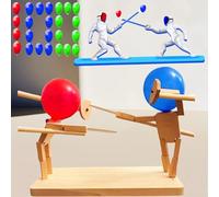 Miyobing Balloon Bamboo Man Battle (100 Palloncini), Combattente di Legno con Testa di Palloncino, Bambole di Legno Fatte a Mano per la Scherma, Set di Giochi di Battaglia di Burattini