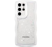 miyonsin Custodia per Galaxy S21FE, Graziosa Custodia a Forma di Onde Ricce, Glitter Trasparente Custodia Protettiva per Ragazze e Donne, TPU Antishock Cover per Galaxy S21FE, Trasparente-1