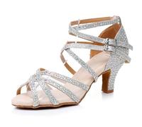 Miyoopark Scarpe da ballo da donna Tango Salsa Glitter Sandali da sera, L508 argento tacco 6 cm, 41.5 EU