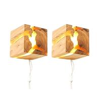 MIYORA Lampada decorativa per interni Arte LED Applique da parete quadrata Montagna per comodino Bar Club Lampada da parete in legno per feste Luce calda 3000k Applique da parete per camera da letto S