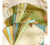MiyouLuna 30Pcs Handmade Scrapbook Paper Craft Carta Texture Morandi A4 & A5 foglio Tessuto Gelso Speciale Carta Mix per Scrapbooking Junk Journal Journal Forniture FAI DA TE Materiali verde