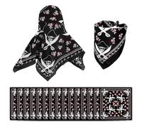 MIYUANGKJ Bandana pirata con teschio, bandana, bandana, capitano, fazzoletto pirata, fazzoletto da pirata, colore nero, con teschio, motivo double face, per feste, favore, tema pirata, 15 pezzi, Nero