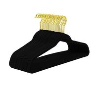 MIZGI Confezione da 60 grucce in velluto nero, in feltro antiscivolo, resistenti, resistenti, per risparmiare spazio, senza segni floccati