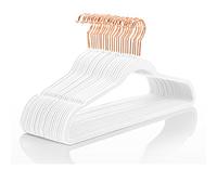 MIZGI - Grucce appendiabiti in velluto di alta qualità (confezione da 50), resistenti, antiscivolo, colore viola scuro, ganci color rame/oro rosa, salvaspazio Infradito colorati estivi, con finte perline