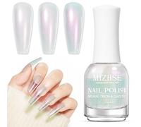 MIZHSE Aurora Green Nail Polish, smalto trasparente glitterato, ad asciugatura rapida e a lunga durata, lucidante per unghie, verde trasparente, senza lampada UV, 15 ml, 1 pezzo