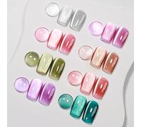 MIZHSE Cat Eye - Set di smalti UV in gel con magnete, 8 colori 9D Cateye UV Gel Polish Set Cateye Magnetico UV smalto per unghie in gel glitterato Cat Eye Cel Magnetico smalto UV/LED per manicure fai