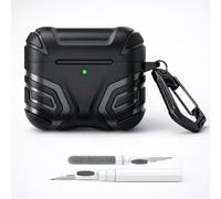 Mizi Custodia robusta per AirPods di 4a generazione (2024) con kit di pulizia, design resistente agli urti, supporto USB-C e ricarica wireless, verde (nero, Air Pods 4th Gen)