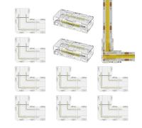 mizikuu 10 Pezzi Connettore Striscia Led COB 2 Pin, 8pcs 2pin 8mm Connettore a Forma Di l e 2pcs Connettori Centrali Trasparenti Senza Saldatura Set Di Connettori Per Strisce LED