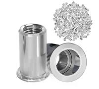 mizikuu 100 Pezzi Dadi Rivetti Filettati in Acciaio Inox, Inserti Filettati M8 Rivetto Filettato Facilità di Installazione Inserti Filettati a Testa Piatta Per Pannelli In Metallo e Plastica