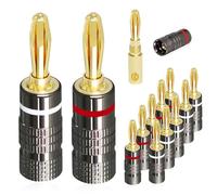 mizikuu 12 Pezzi Connettori a Banana, Placcati In Oro 24 k Adattatore Spina a Banana Avvitabile Connettore a Banana 4,5mm Per Altoparlanti, Amplificatori e Altri Ricevitori Audio, 6 Rosso e 6 Bianco