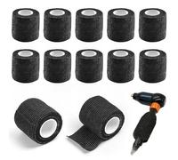 mizikuu 12 Rotoli Benda Elastica Coesiva, Involucro Della Copertura Della Presa Del Tatuaggio 5cm x 4,5m Sport Nastro Bendaggio Adesiva Copertura Per Impugnatura per Tatuaggio, Nero