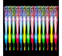 mizikuu 15 Pezzi Bacchetta in Fibra Ottica LED, Bastoncini Luminosi Colorati con Batterie Bastoni Luminosi Accessori Feste Bacchette 3 Modalità di Colore Lampeggiant Giocattoli per Bambini Matrimoni