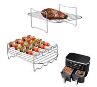 mizikuu 2 Pezzi Accessori Friggitrice ad Aria, Accessori Airfryer Supporto Compatibile con Ninja Foodi AF300EU AF400EU Friggitrice Ad Aria Calda a Doppia Zona Con 4 Bastoncini Per Grigliare