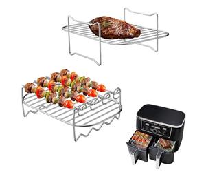 mizikuu 2 Pezzi Accessori Friggitrice ad Aria, Accessori Airfryer Supporto Compatibile con Ninja Foodi AF300EU AF400EU Friggitrice Ad Aria Calda a Doppia Zona Con 4 Bastoncini Per Grigliare