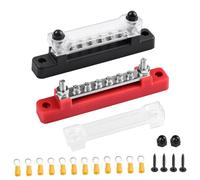 mizikuu 2 Pezzi Blocco di Distribuzione Alimentazione, 12V-48V DC 150A Morsetti Elettrici Distribuzione con 6 x M4 Terminale a Bolts e Copertura Protettiva Busbar per Auto Furgoni Camper Camion Barca